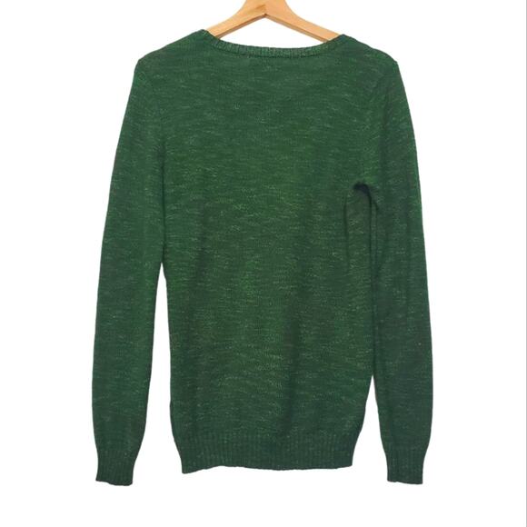 Karen Scott | Pretty Green Speckled Cable Knit Stretch Sweater - Picture 2 of 6